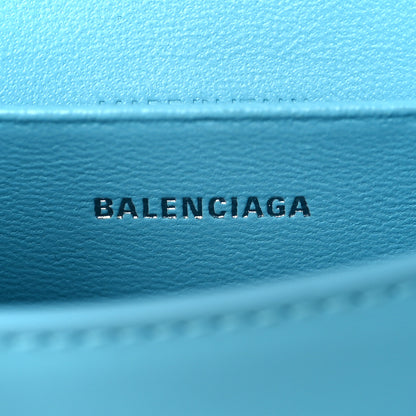 Balenciaga Shiny Box Calfskin Tonal B Hourglass Top Handle Bag Mini Azur 6 of 12