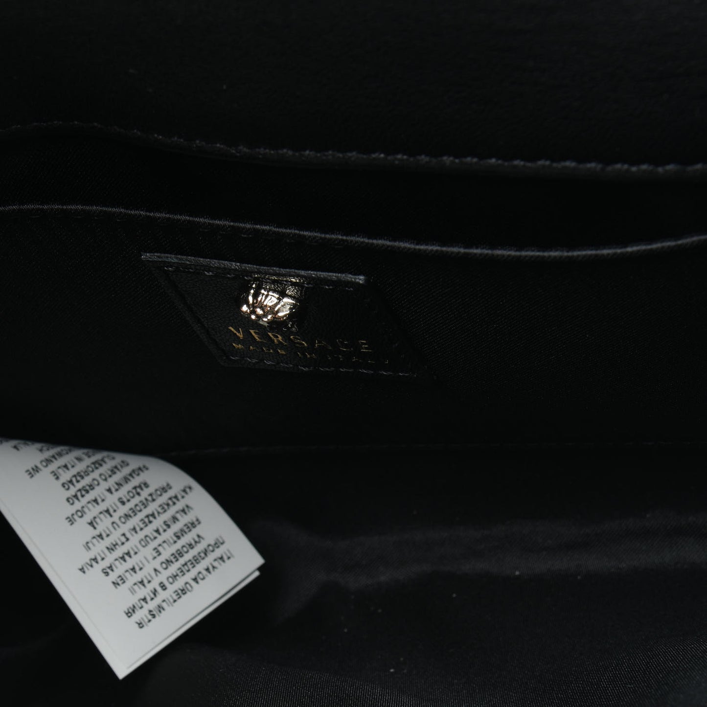 Nappa Crystal Studded Palazzo Chain Evening Bag Black