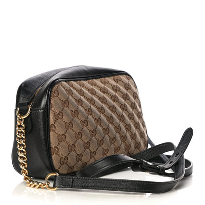Gucci Monogram Matelasse Diagonal Small GG Marmont Chain Shoulder Bag Beige Black 3 of 16