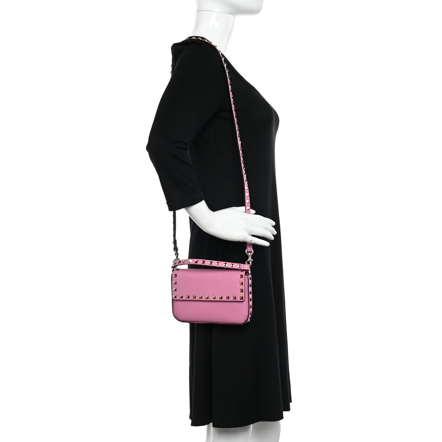 Vitello Rockstud Crossbody Pouch Dawn Pink