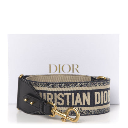 Christian Dior Canvas Embroidered Shoulder Strap Blue 3 of 3