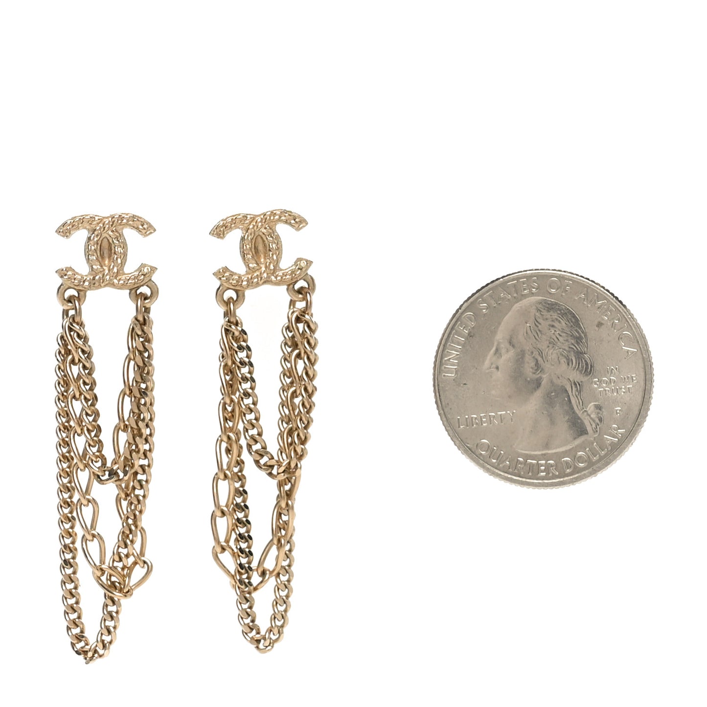 Metal CC Chain Drop Earrings Gold