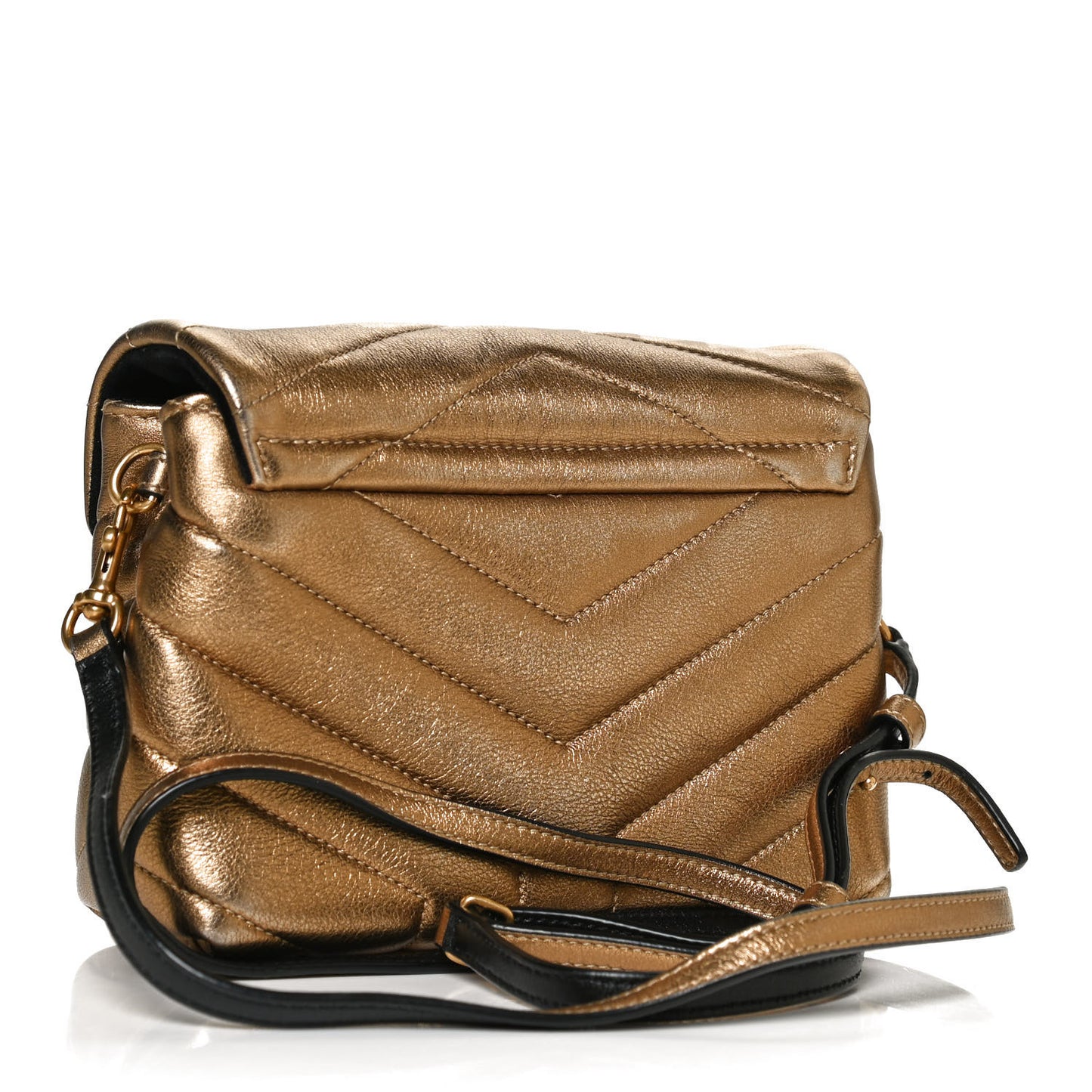 Metallic Calfskin Y Quilted Monogram Toy Loulou Crossbody Bag Gold