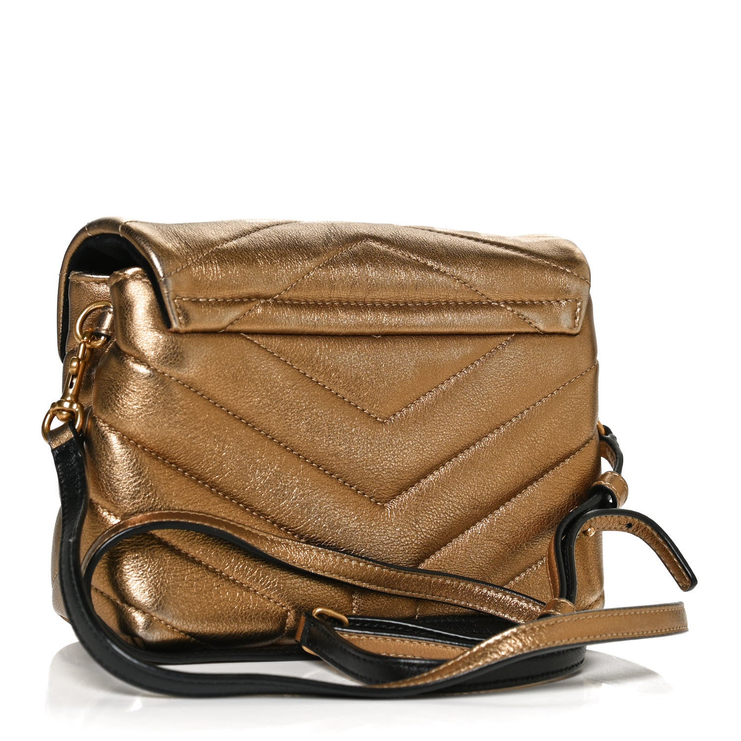 Saint Laurent Metallic Calfskin Y Quilted Monogram Toy Loulou Crossbody Bag Gold 3 of 11