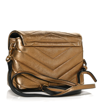 Saint Laurent Metallic Calfskin Y Quilted Monogram Toy Loulou Crossbody Bag Gold 3 of 11