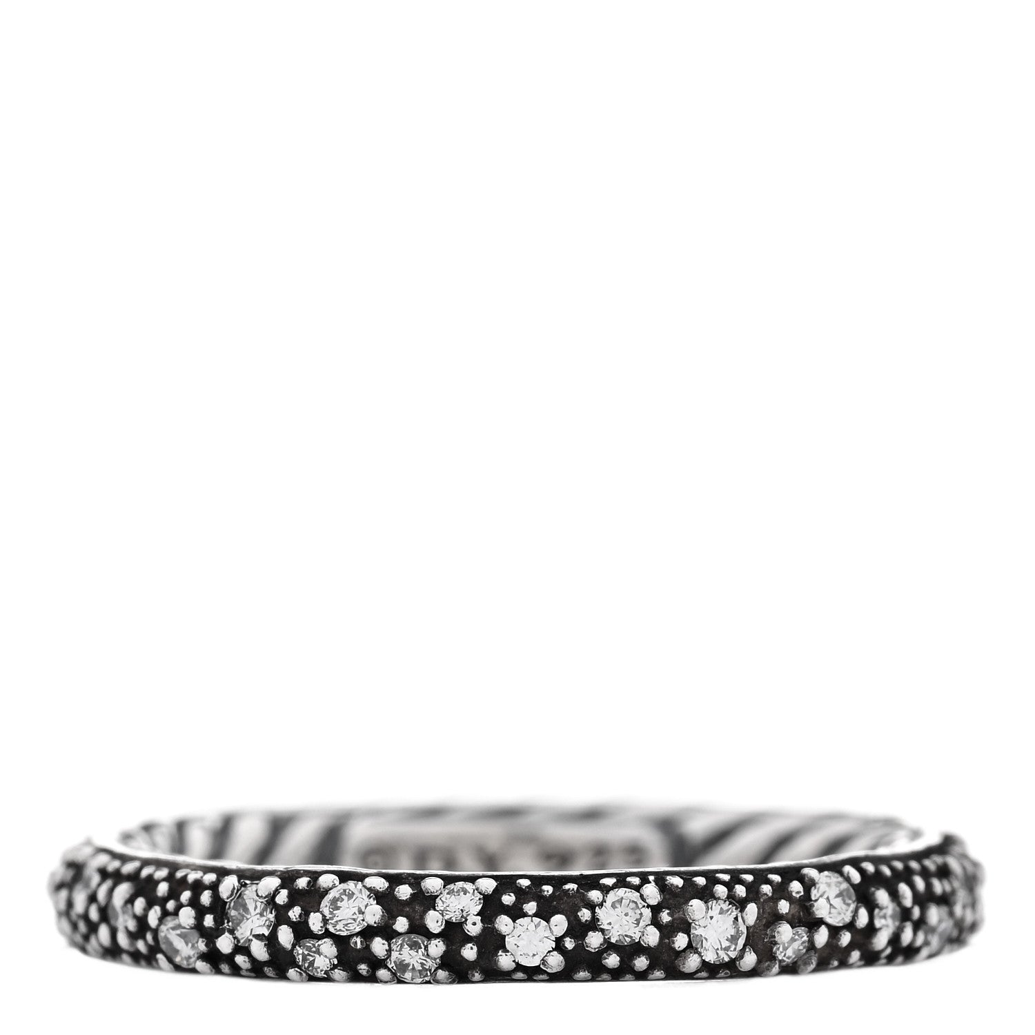 David Yurman Sterling Silver Diamond 3mm Midnight Melange Band Ring 54 6.75 1 of 5