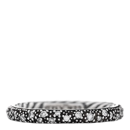 David Yurman Sterling Silver Diamond 3mm Midnight Melange Band Ring 54 6.75 1 of 5