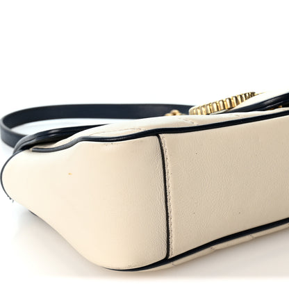Gucci Vintage Effect Calfskin Matelasse Diagonal Small Torchon GG Marmont Shoulder Bag Mystic White Blue Agata 8 of 9