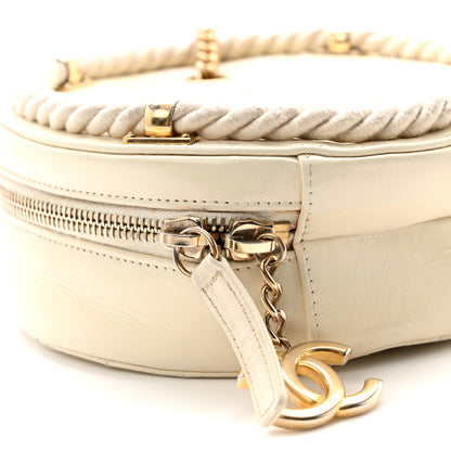 Chanel Crumpled Calfskin Cotton Small En Vogue Round Bag White 9 of 10
