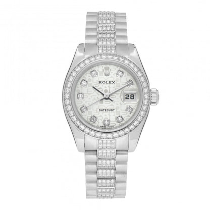 Rolex Platinum Diamond 26mm Datejust Watch Silver Jubilee 179136 1 of 5