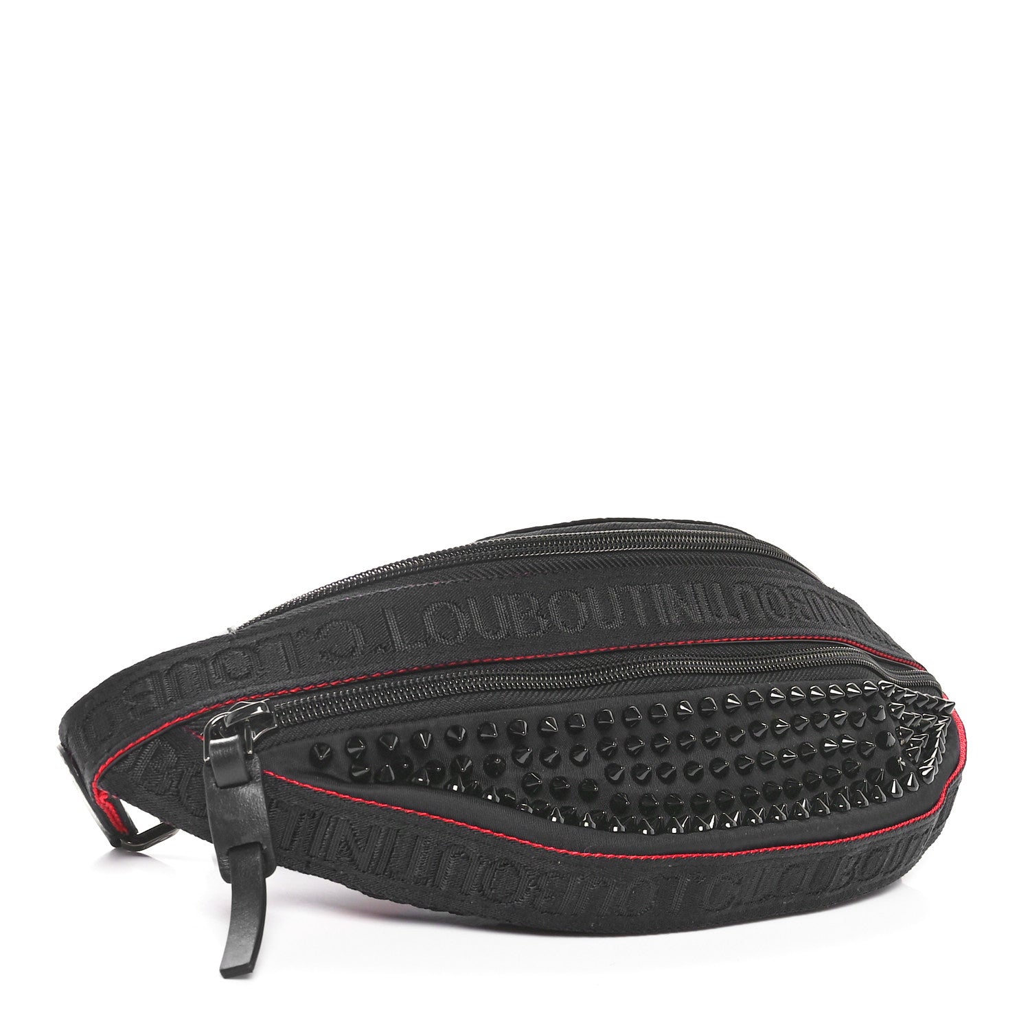 Christian Louboutin Calfskin Spiked Paris NYC Belt Bag Black 4 of 9