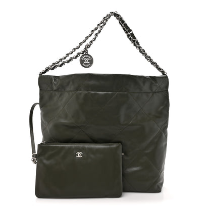 Chanel Shiny Calfskin Quilted Small Chanel 22 Khaki 3 of 13