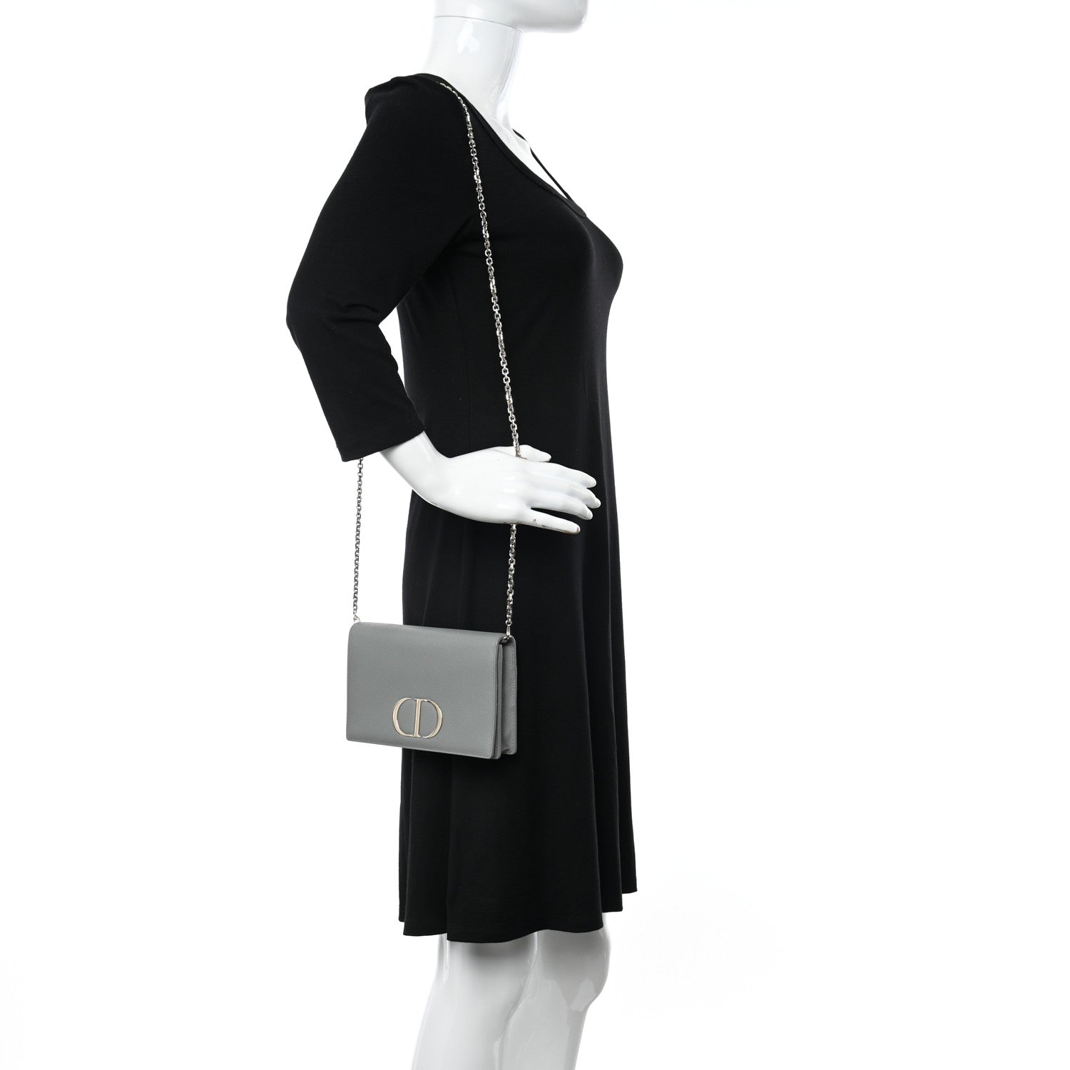 Christian Dior Grained Calfskin 30 Montaigne 2 in 1 Pouch Grey 2 of 11