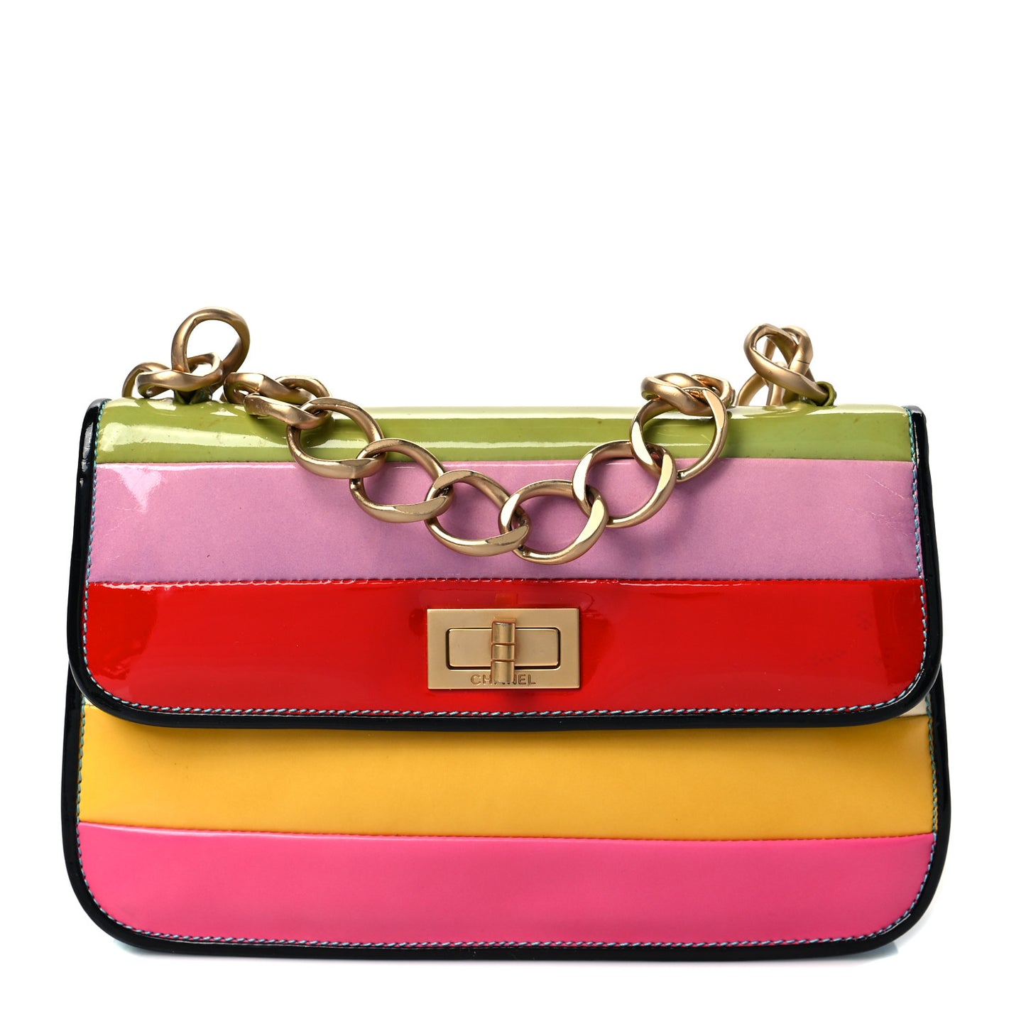 Patent Striped Mademoiselle Flap Multicolor