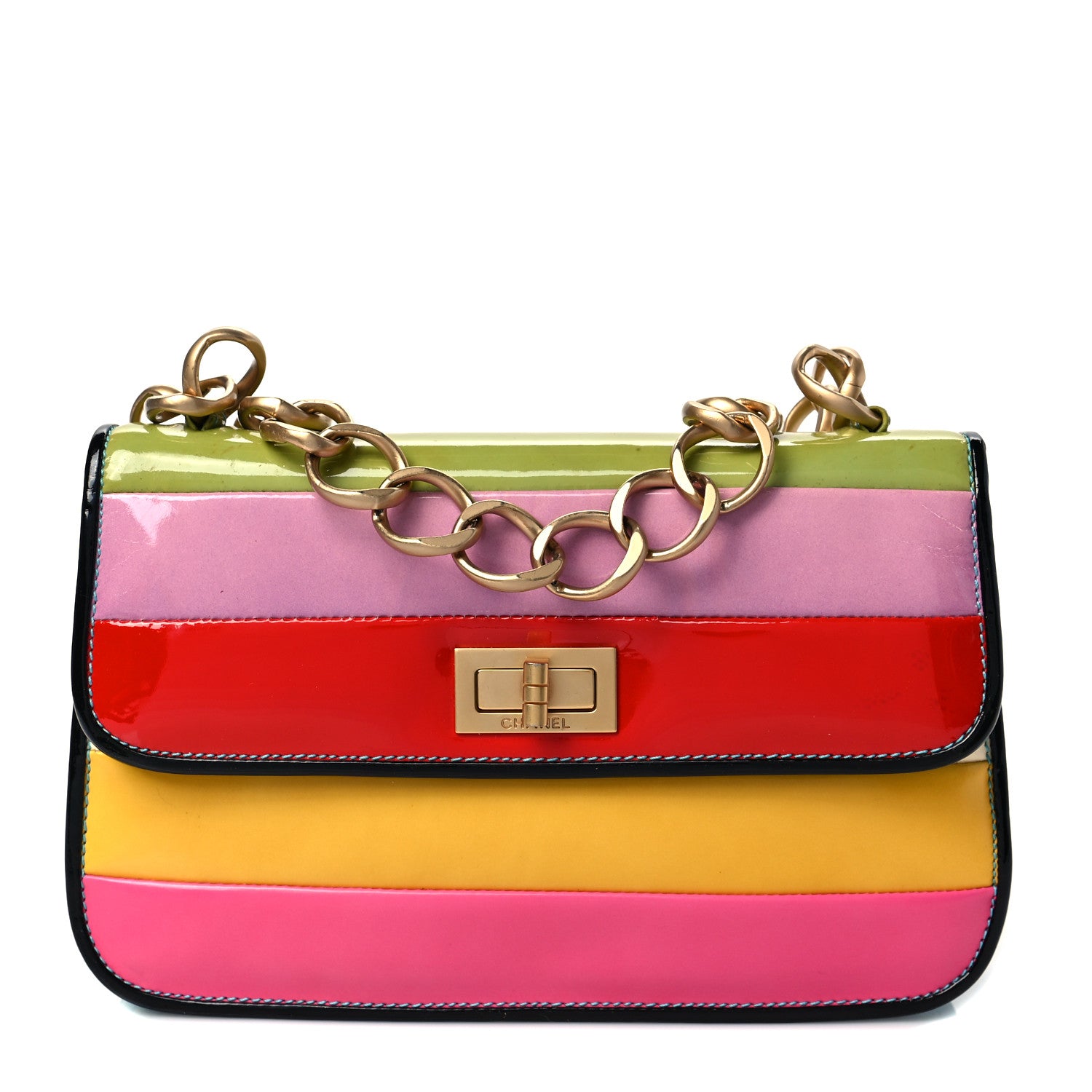 Chanel Patent Striped Mademoiselle Flap Multicolor 1 of 11