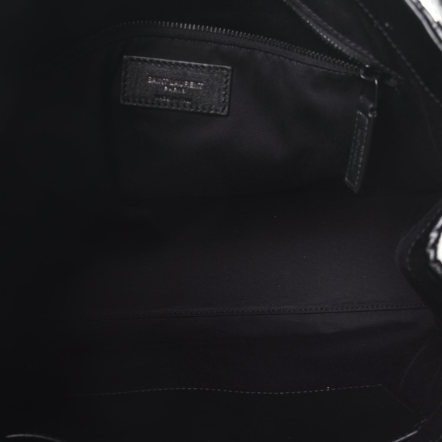 Saint Laurent Crinkled Calfskin Matelasse Monogram Medium Niki Shopper Tote Black 5 of 9