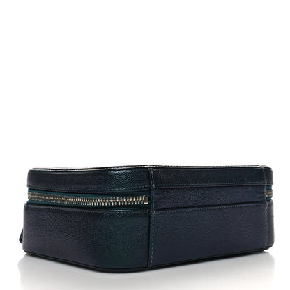 Chanel Iridescent Caviar Quilted Medium CC Filigree Vanity Case Dark Turquoise 4 of 11