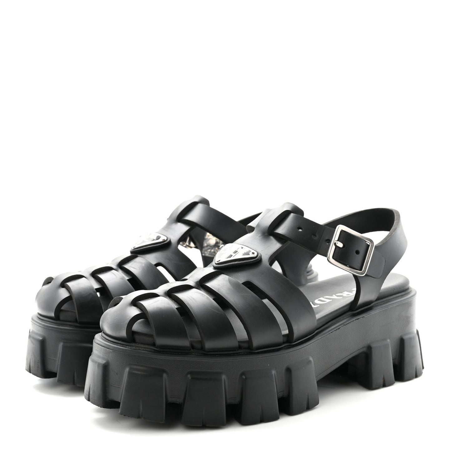 Foam Rubber Triangle Logo Monolith 55mm Cage Sandals 39 Black 36 Black