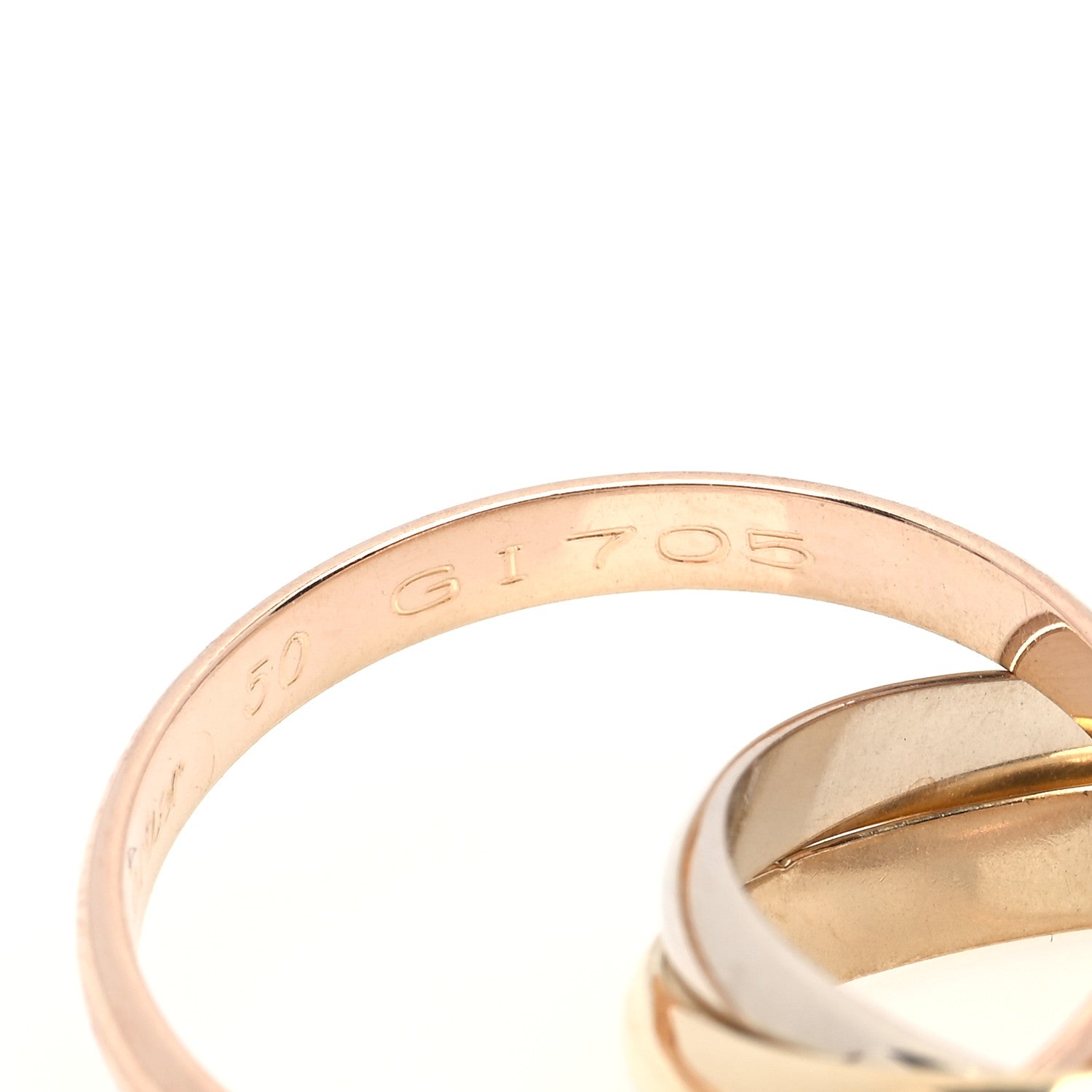 Cartier 18K Pink Yellow White Gold Small Trinity Ring 50 5.25 4 of 5