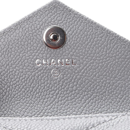 Chanel Caviar Chevron Quilted Card Holder Flap Wallet Grey 6 of 9