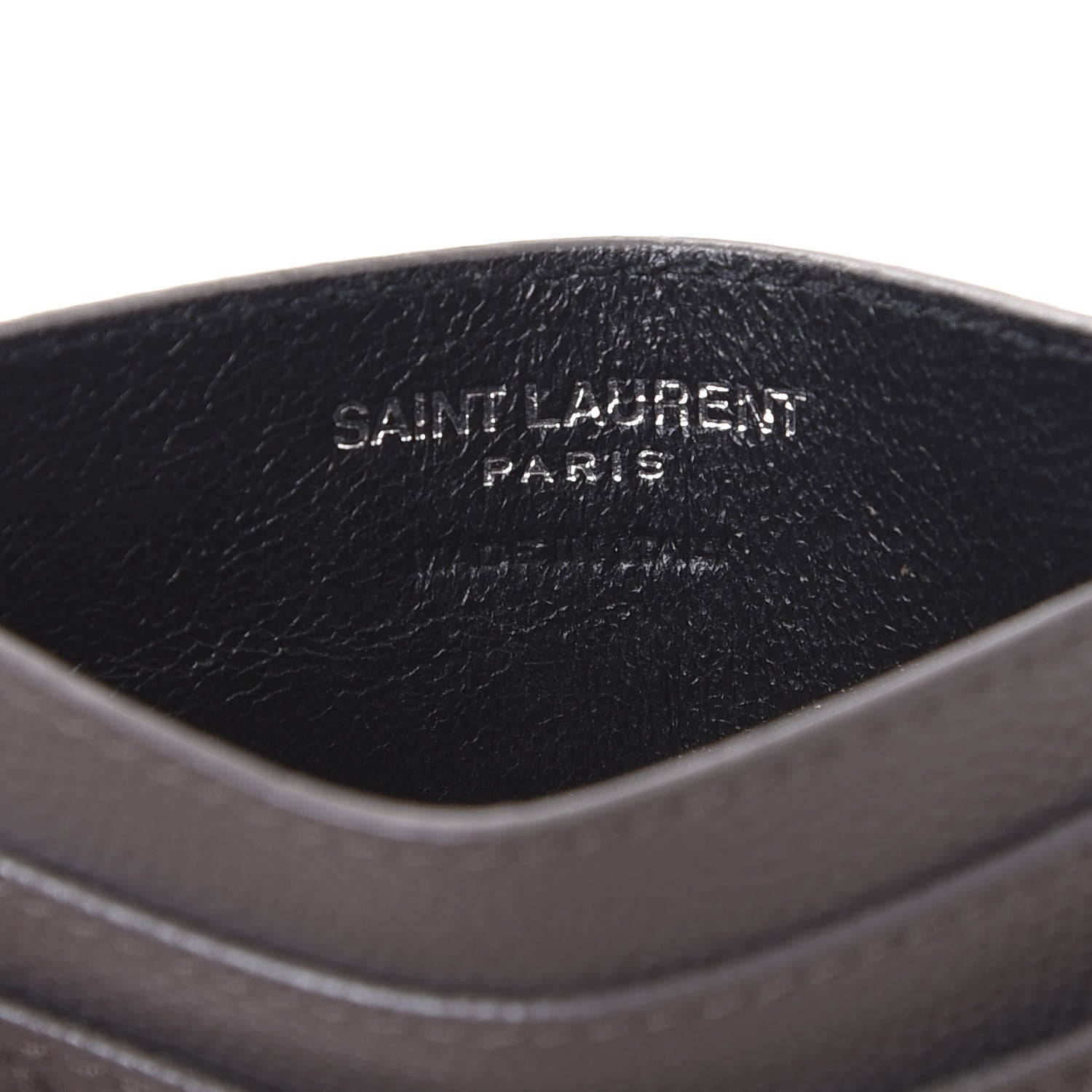 Saint Laurent Grain De Poudre Matelasse Chevron Monogram Credit Card Case Coal 7 of 10