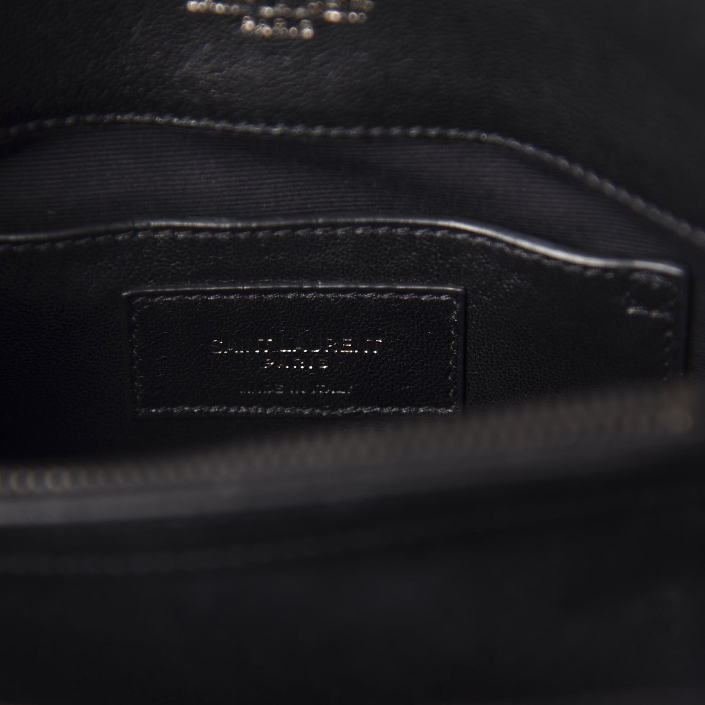 Sheepskin Matelasse Chevron Monogram Medium College Bag Black
