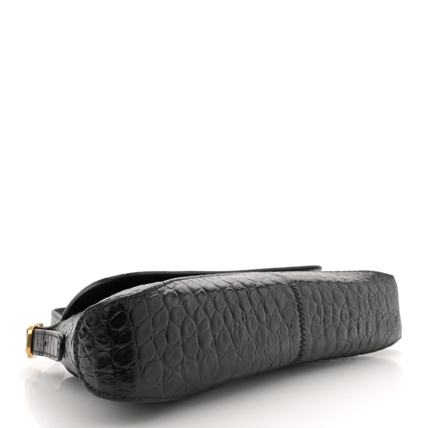 Balenciaga Shiny Super Supple Calfskin Crocodile Embossed Small XX Flap Stretch Bag Black 4 of 11