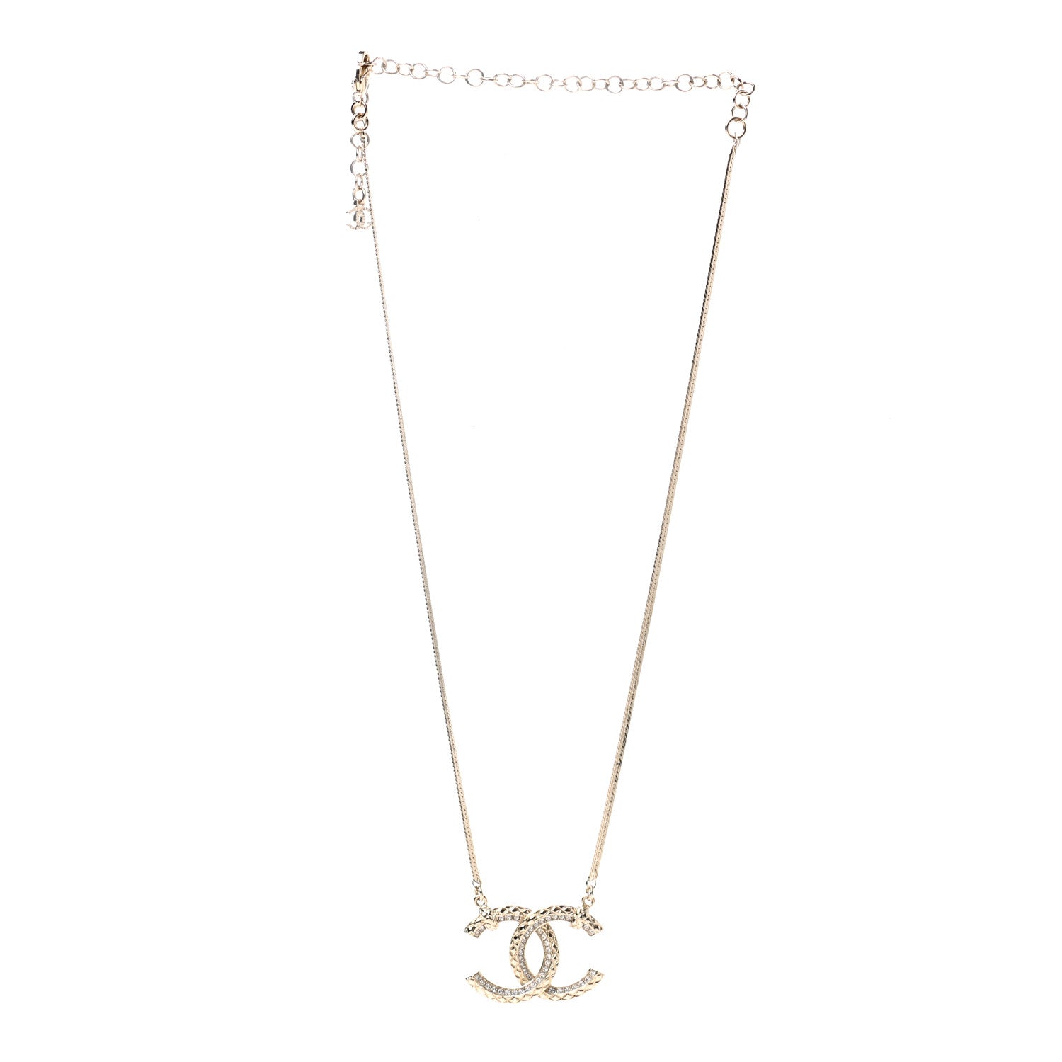 Chanel Crystal CC Chain Necklace Gold 3 of 7