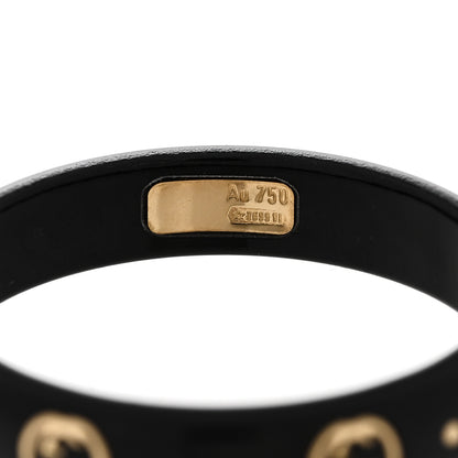 Gucci 18K Yellow Gold Synthetic Corundum Icon Ring 59 8.75 Black 5 of 5