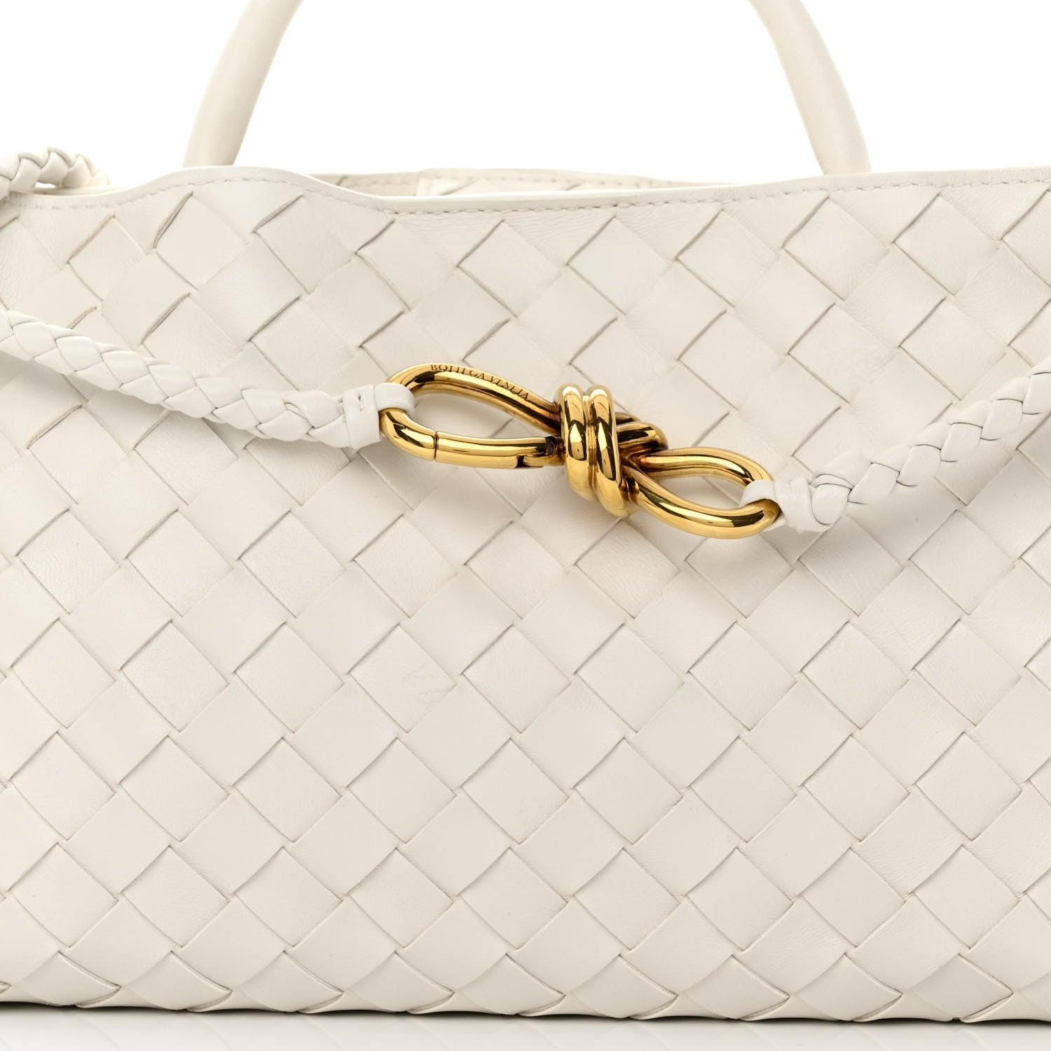 Bottega Veneta Nappa Intrecciato Small East West Andiamo Shoulder Bag White 9 of 13
