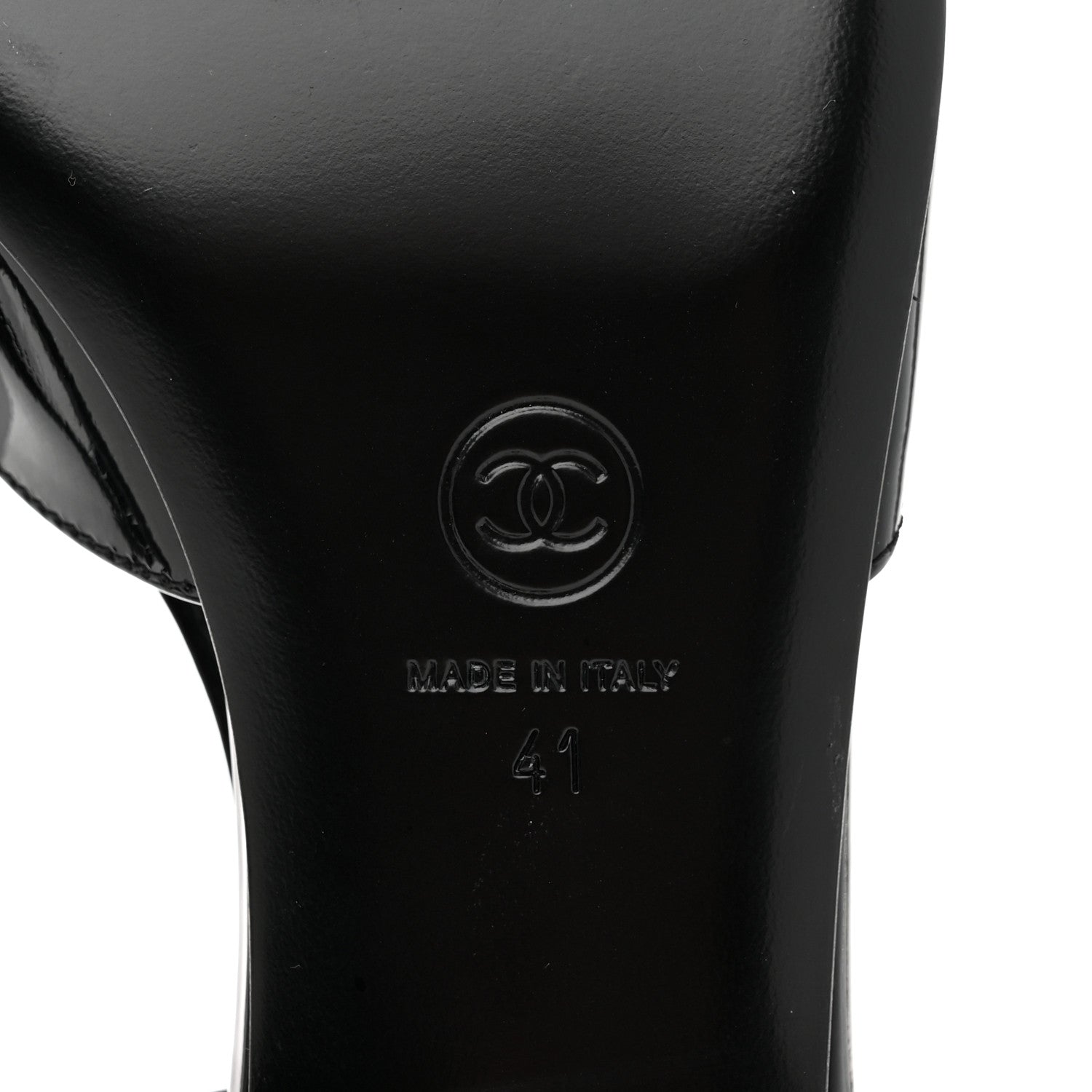 Chanel Patent CC Low Heel Slingback 41 Black 8 of 8