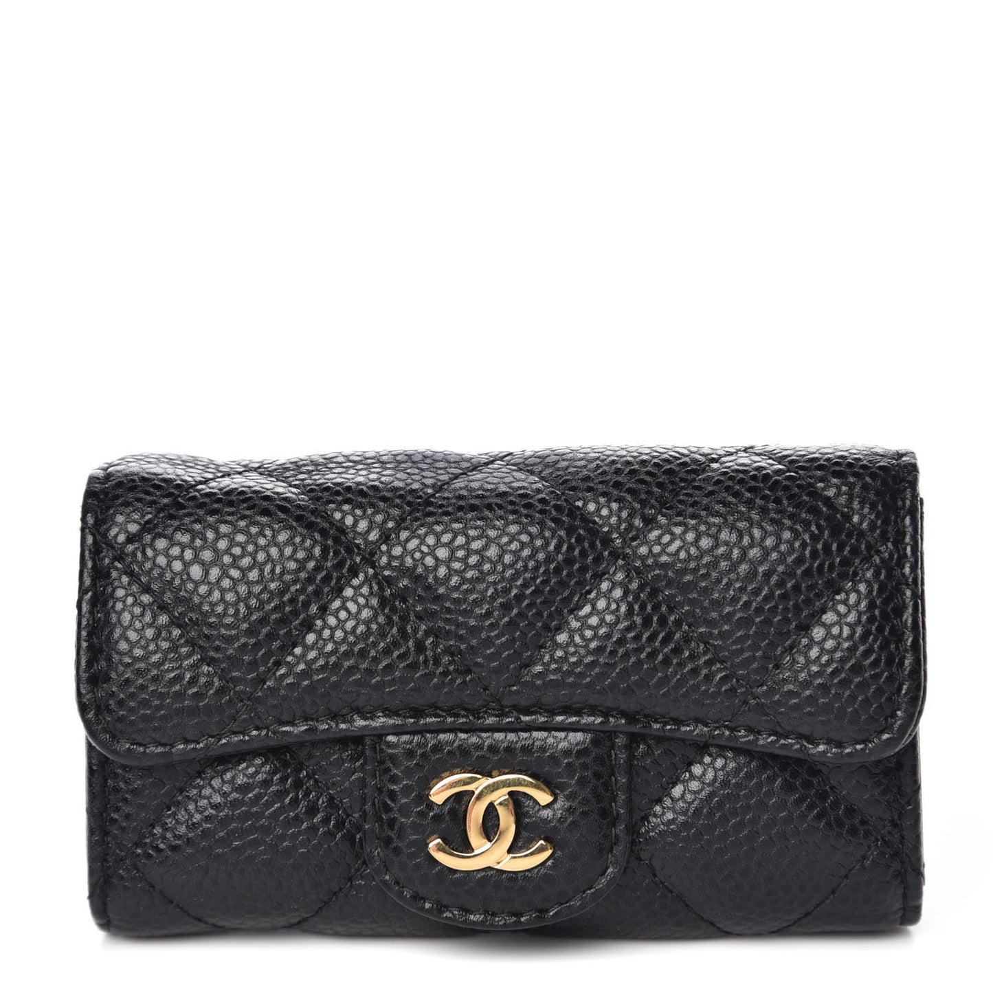 Caviar Quilted 6 Key Holder Black