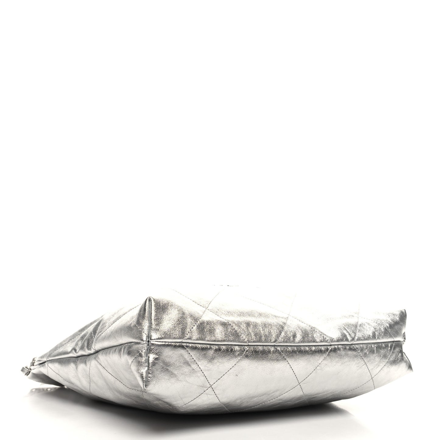 Metallic Calfskin Quilted Chanel 22 Silver
