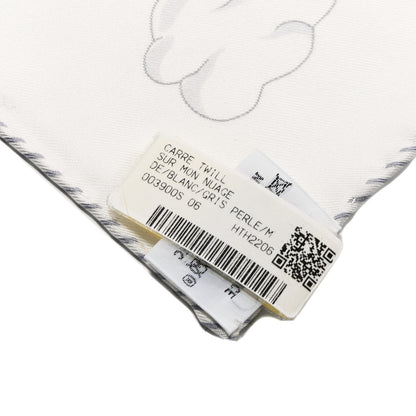 Hermes Silk Sur Mon Nuage Scarf 90 Creme Bleu Clair 8 of 10