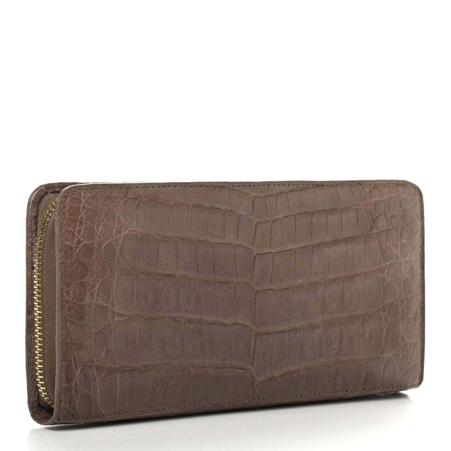 Crocodile Zip Continental Wallet Taupe