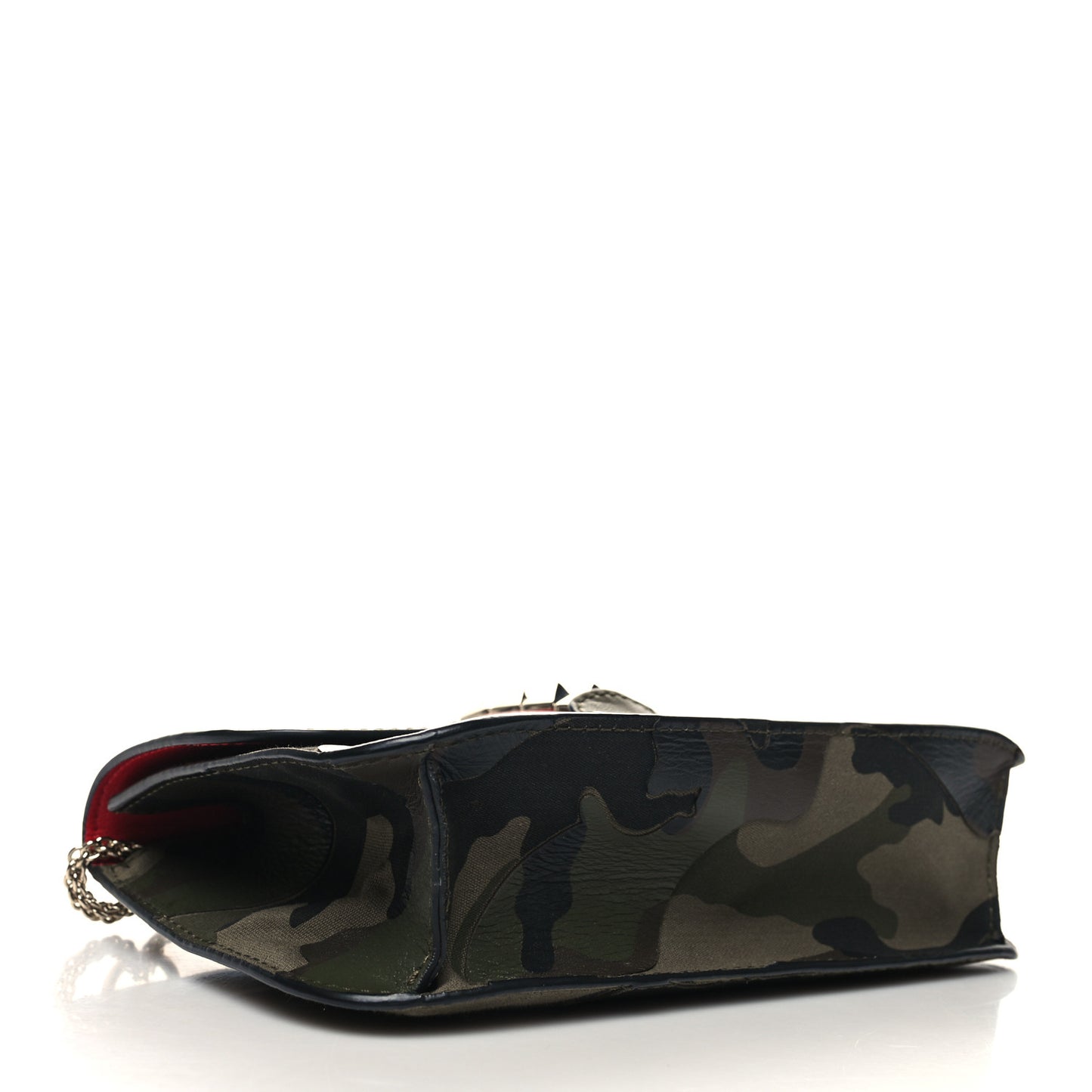 Nappa Canvas Camouflage Medium Glam Lock Rockstud Flap Verde