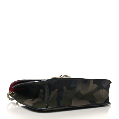 Valentino Garavani Nappa Canvas Camouflage Medium Glam Lock Rockstud Flap Verde 4 of 9