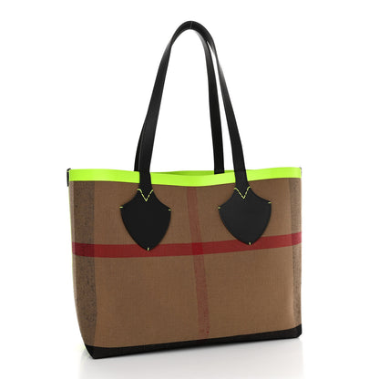 Burberry Canvas Mega Check The Giant Reversible Tote Black Neon Yellow 4 of 16