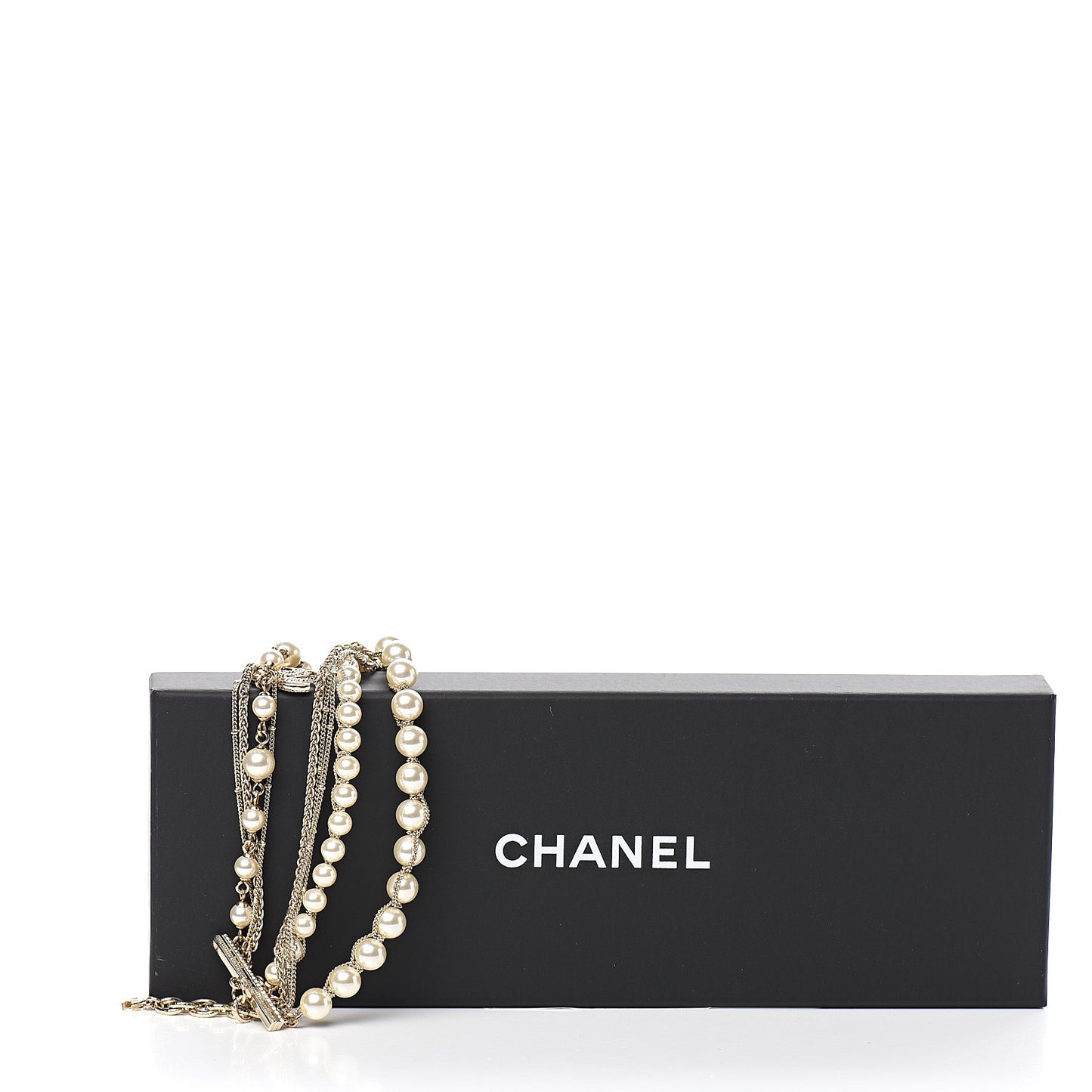 Metal Pearl Multistrand Chain CC Bracelet Gold