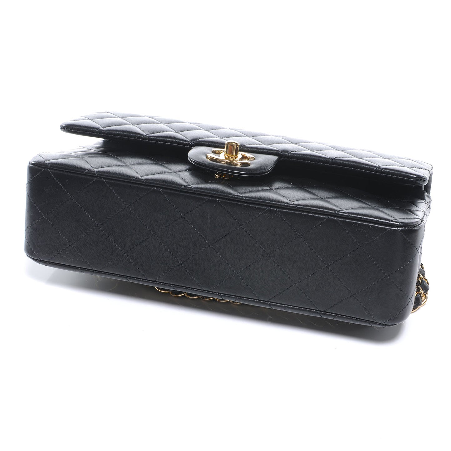 Lambskin Medium Double Flap Black