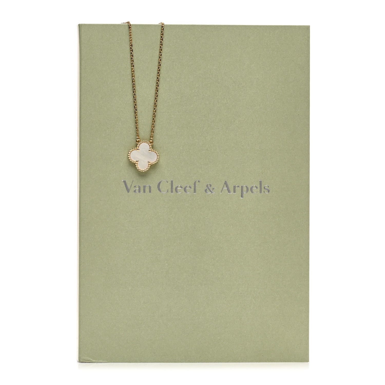 Van Cleef & Arpels 18K Yellow Gold Mother of Pearl Vintage Alhambra Pendant Necklace 5 of 5