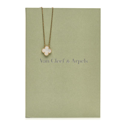 Van Cleef & Arpels 18K Yellow Gold Mother of Pearl Vintage Alhambra Pendant Necklace 5 of 5