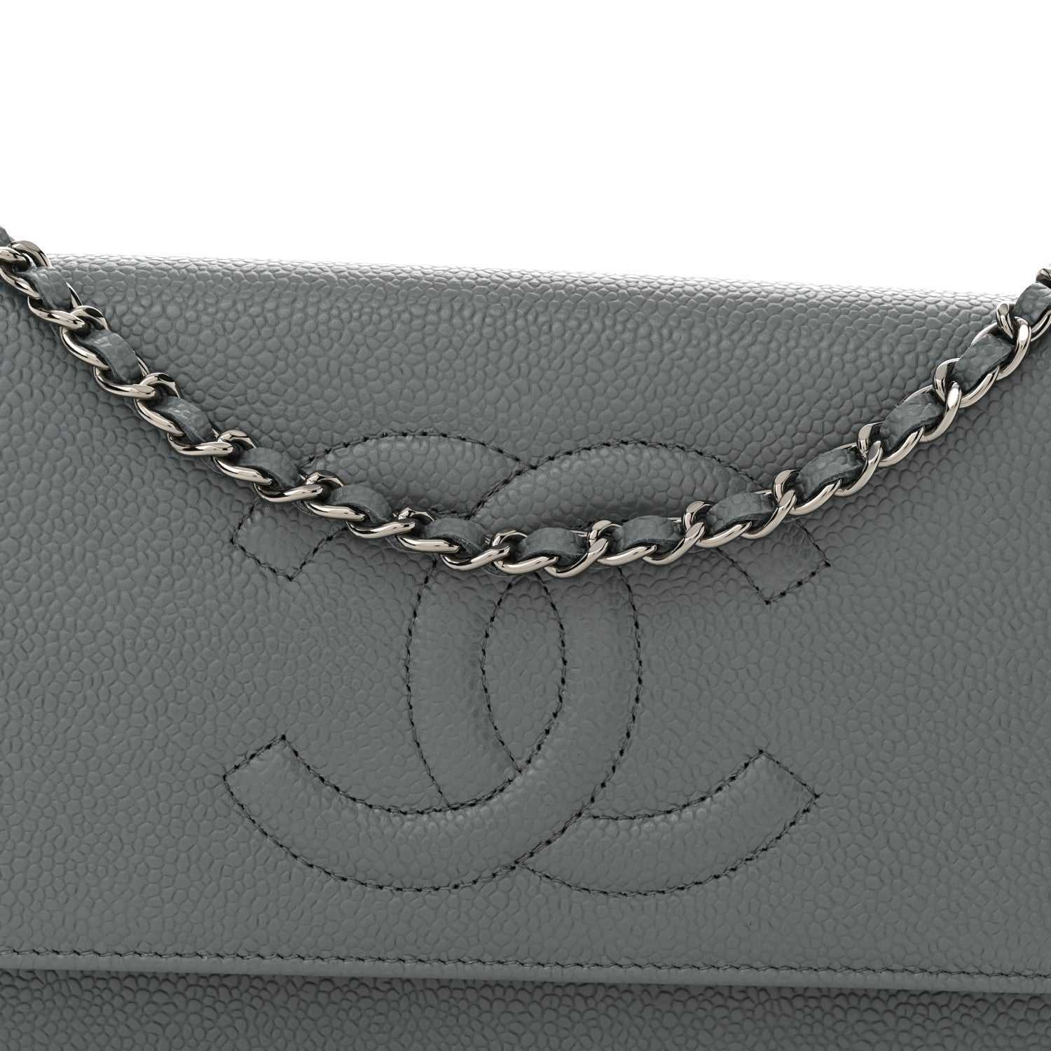 Chanel Caviar Timeless CC Wallet on Chain WOC Blue 9 of 11