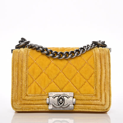 Chanel Velvet Quilted Small Boy Flap Yellow 10 of 11
