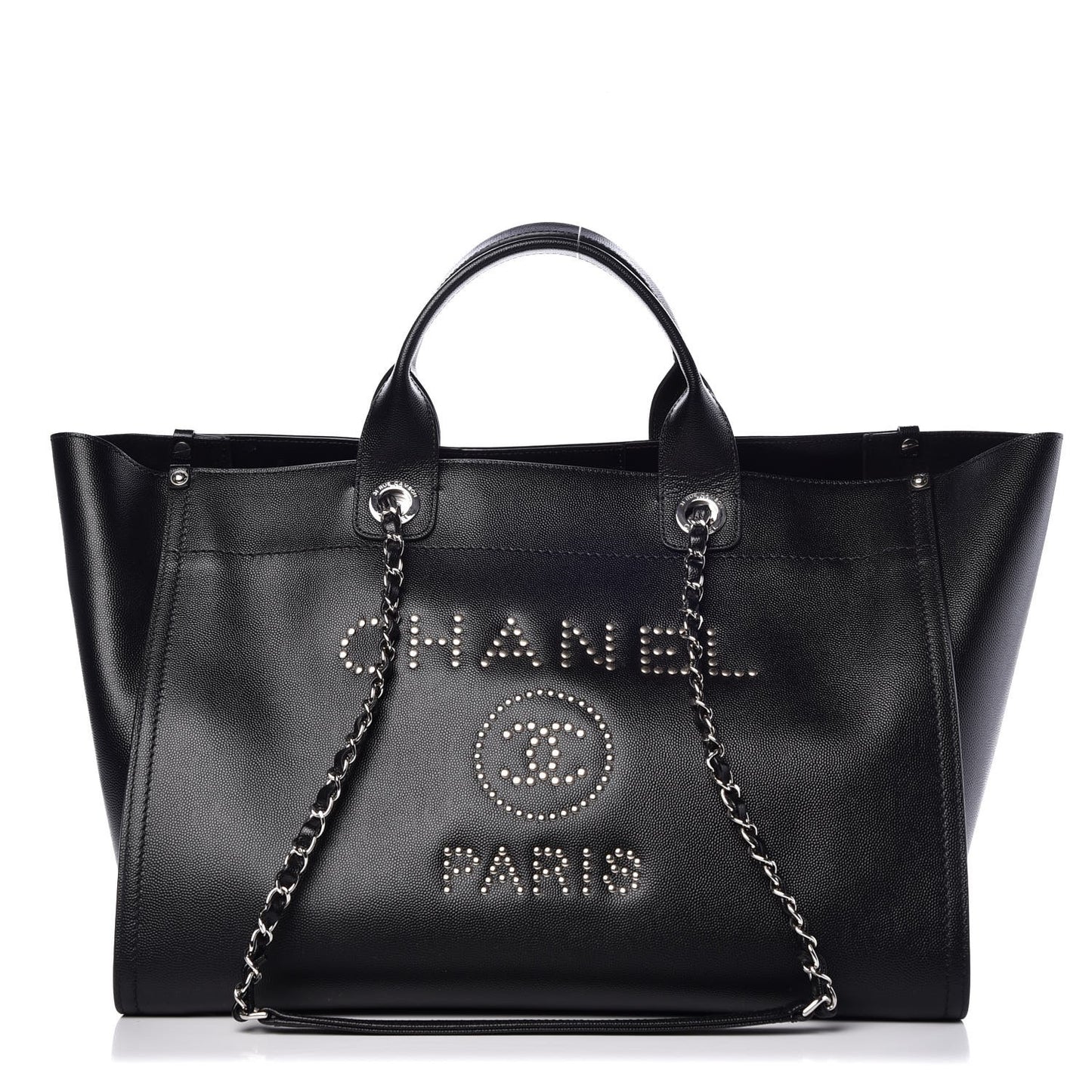 Caviar Large Studded Deauville Tote Black