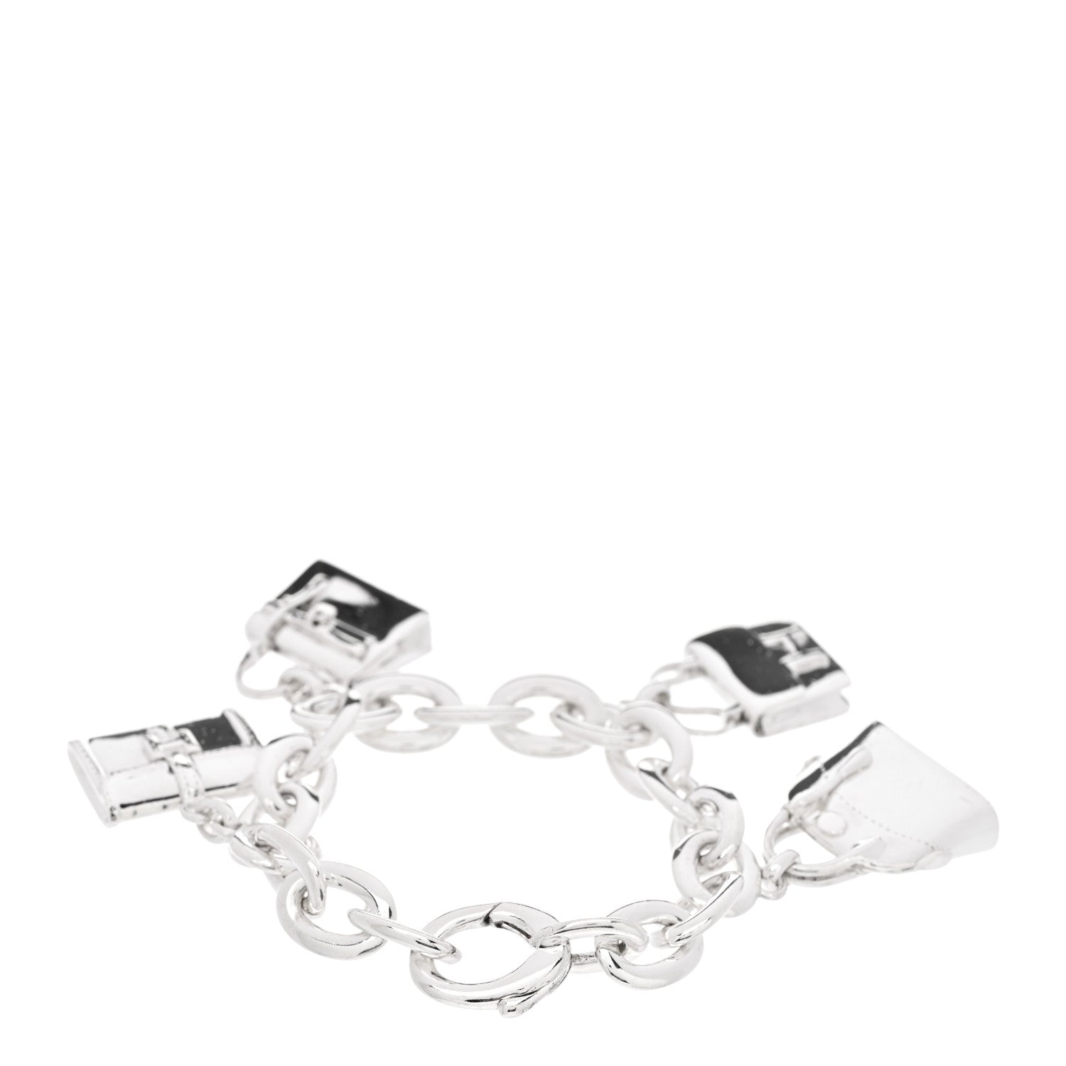 Hermes Sterling Silver Four Handbag Charm Bracelet 2 of 3