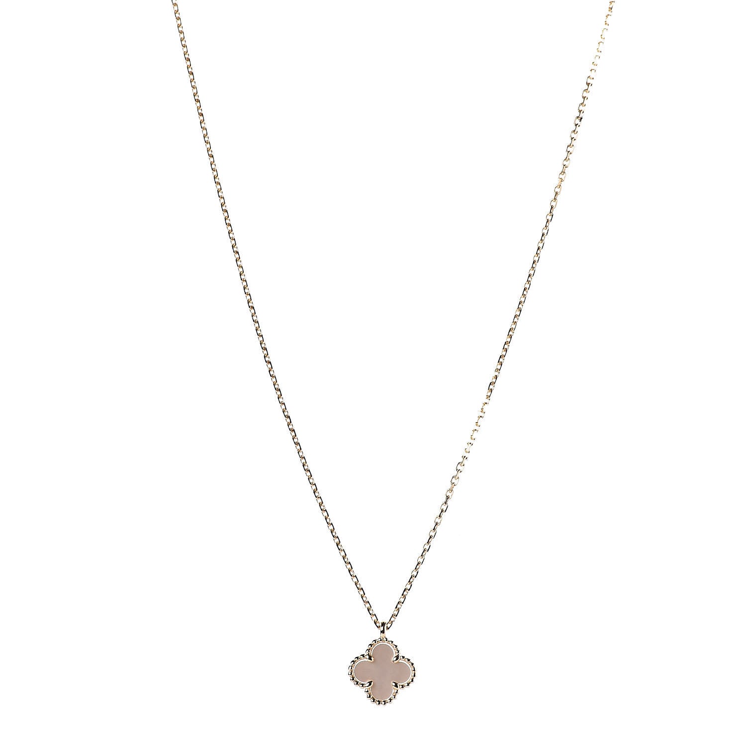 Van Cleef & Arpels 18K Yellow Gold Mother of Pearl Sweet Alhambra Pendant Necklace 1 of 7