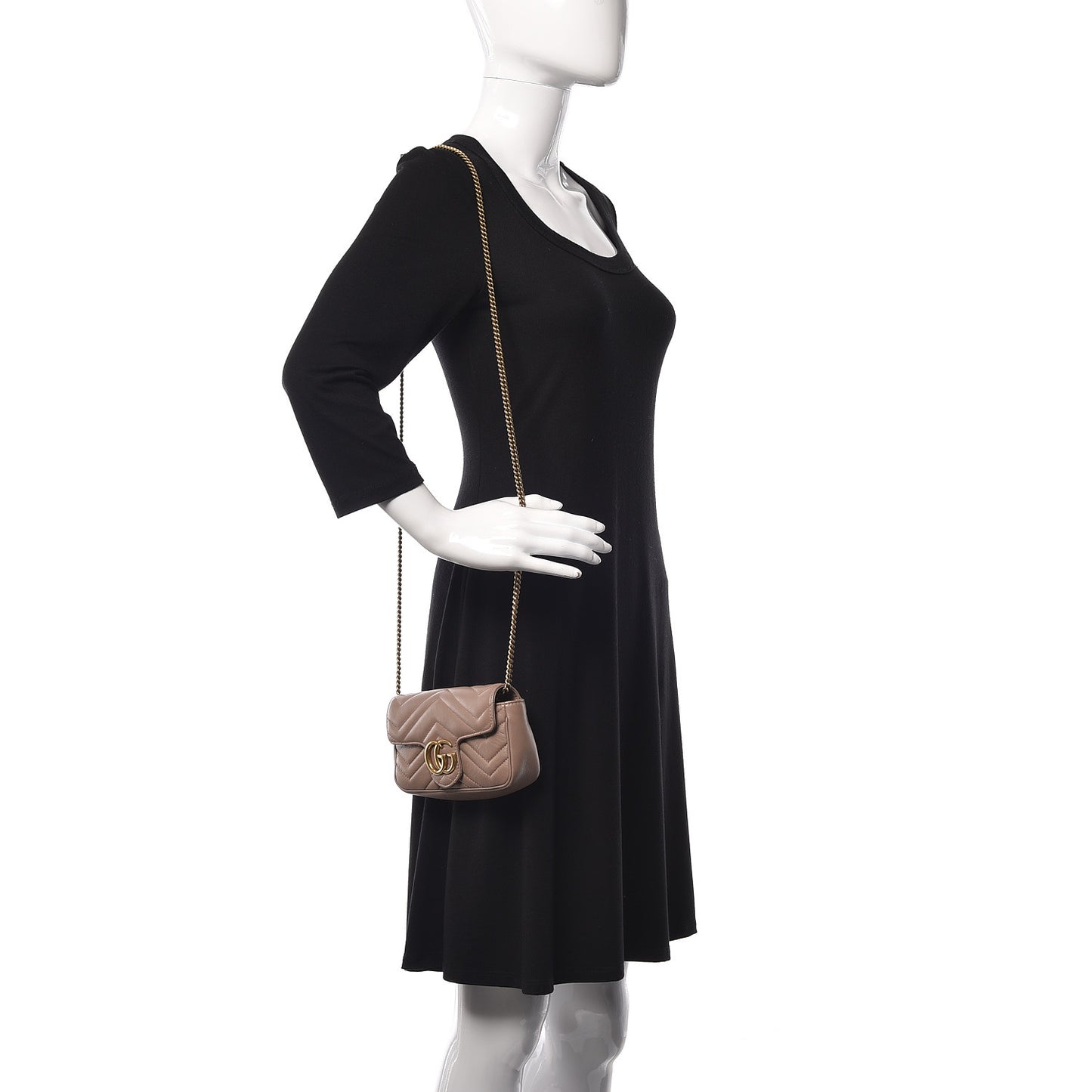 Calfskin Matelasse Super Mini GG Marmont Shoulder Bag Porcelain Rose