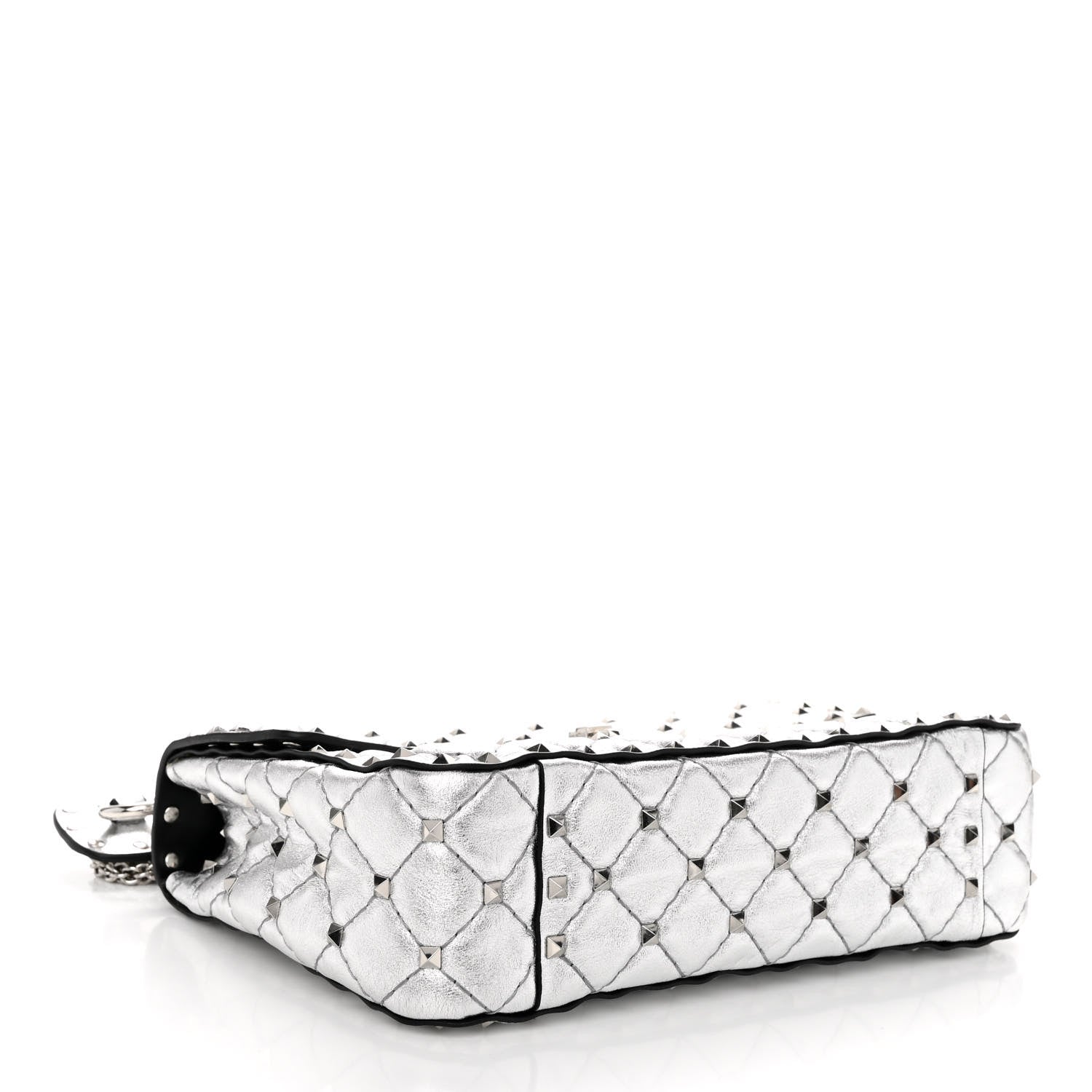 Valentino Garavani Metallic Nappa Medium Rockstud Spike Shoulder Bag Silver 4 of 9