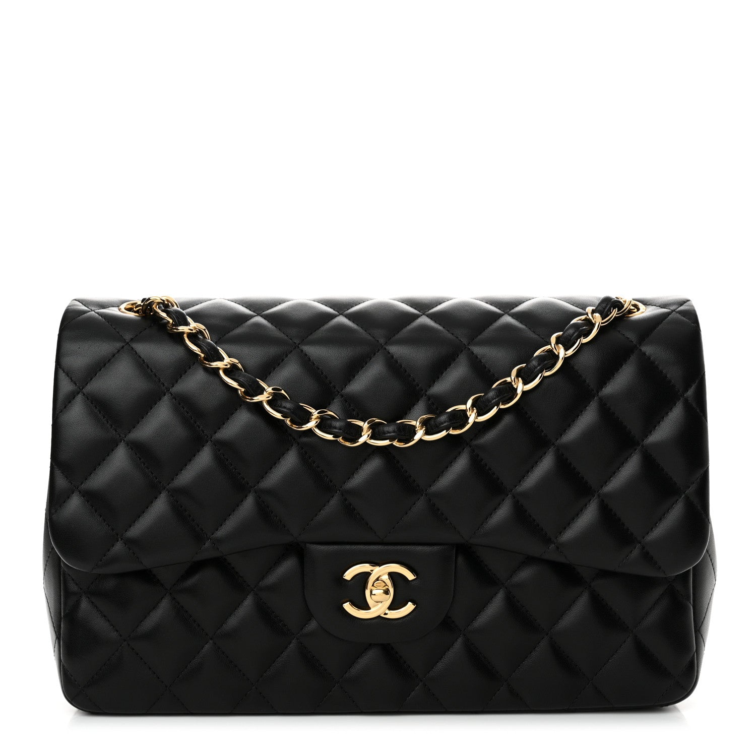 Chanel Lambskin Quilted Jumbo Double Flap Black 1 of 14